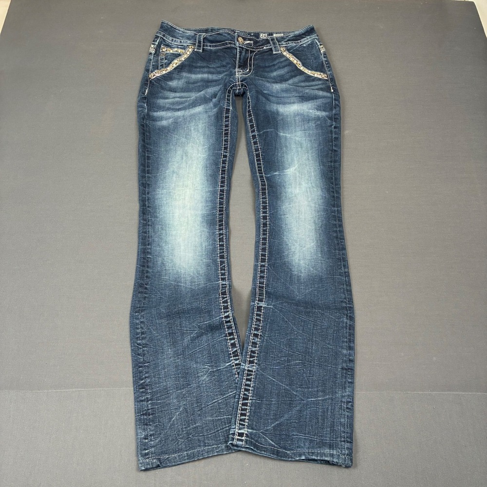 Y2K Miss Me Slim Boot Cut Dark Wash Low Rise Jeans Women's Size 28x30